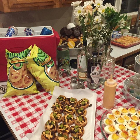 Night of Mystery | Trailer Parking it for Party of the Month! January 2018 a table with food and drinks on it
