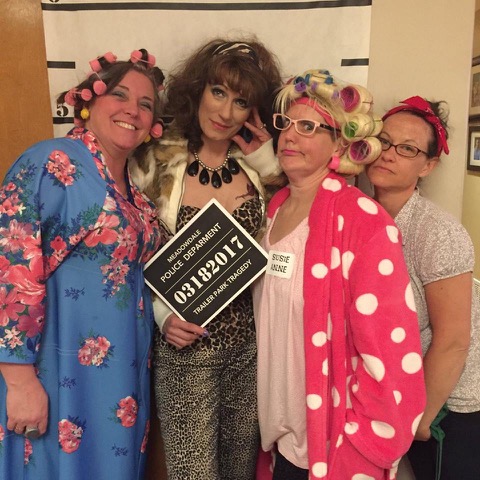 a group of women wearing clothing