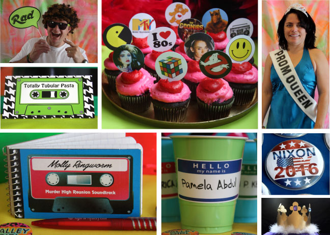 Night of Mystery | Murder High Reunion With this mystery theme, you we have included a number of ideas and designs to help enhance your party with easy-to-make decorations and such.